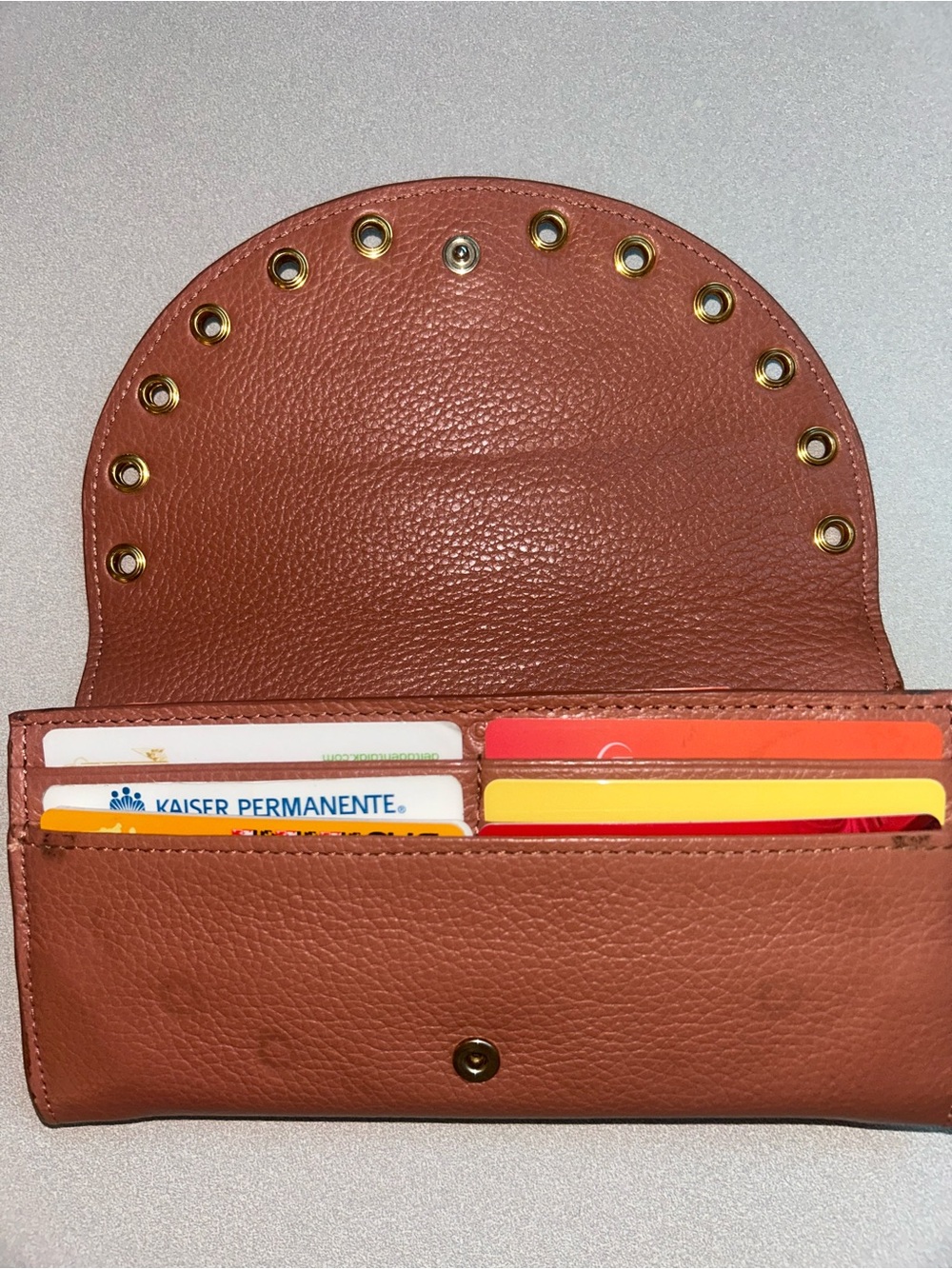 See By Chloe Rose-Tan Pebbled Leather Grommet Clutch with Gold Hardware - Picture 2 of 7